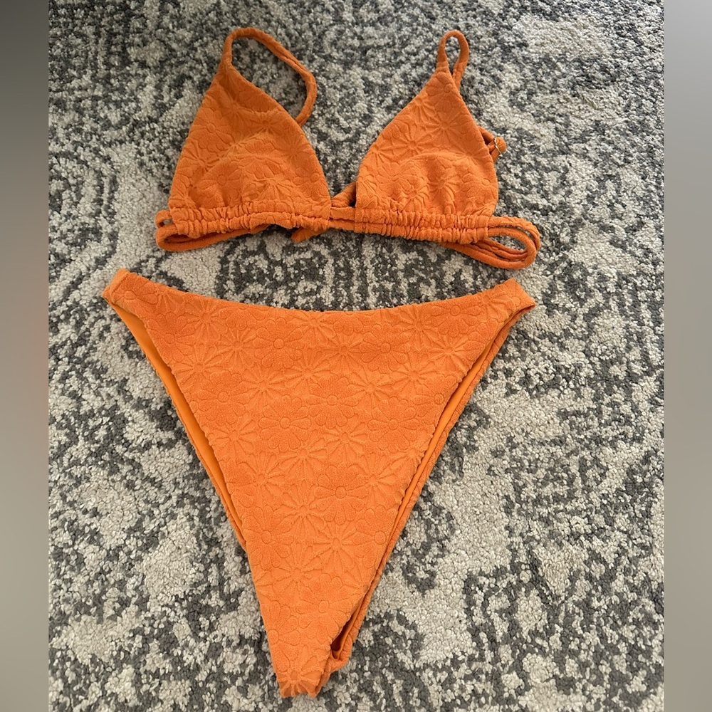 Orange Textured Bikini Set
